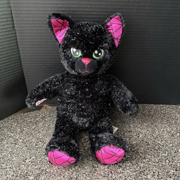 Build-A-Bear Workshop Other - Build-A-Bear Kitty Night Magic Black Sparkle Cat Pink Plush Toy 2018‎ 16 Inch